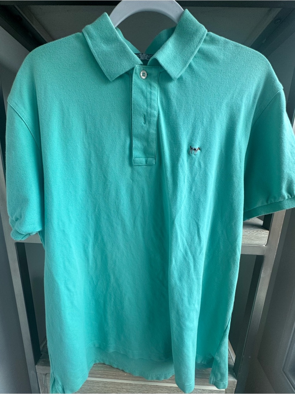 Men's Turquoise Polo Shirt with dog embroidery ligo